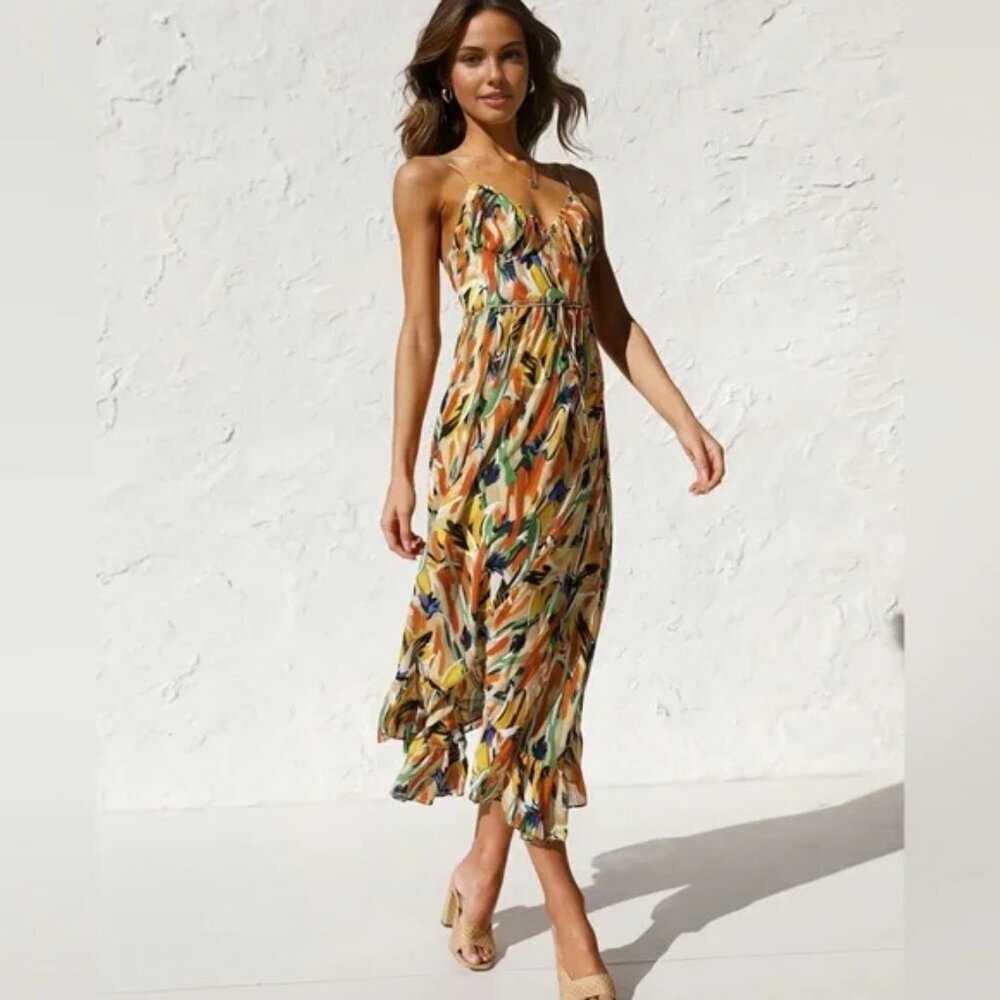 NWT Commense Multi Color Print Cami Midi Dress Bo… - image 2